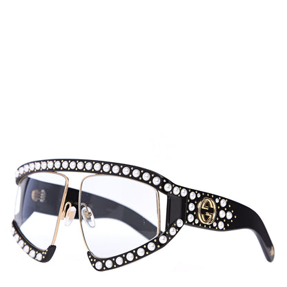 Gucci Acetate Pearl Rectangular Frame Sunglasses GG0234S Black 1 of 7