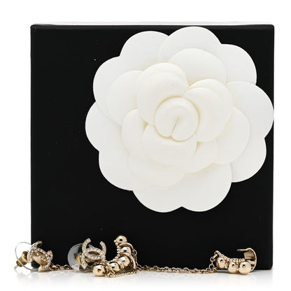 Chanel Metal Crystal CC Chain Cuff Earrings Gold 5 of 5