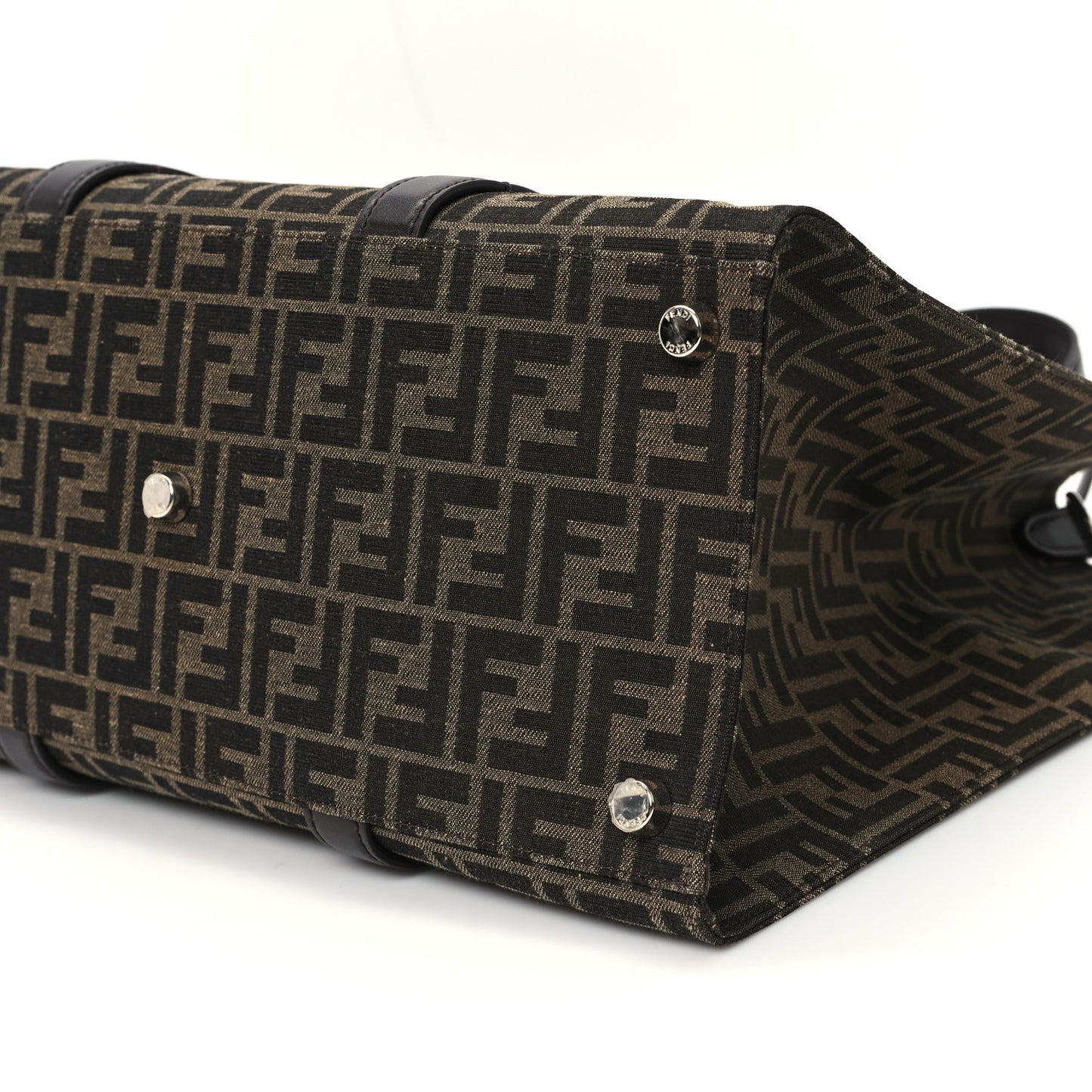 Recycled Fabric Jacquard Vitello Astro FF 1974 Shopping Tote Tobacco Moro Ebano