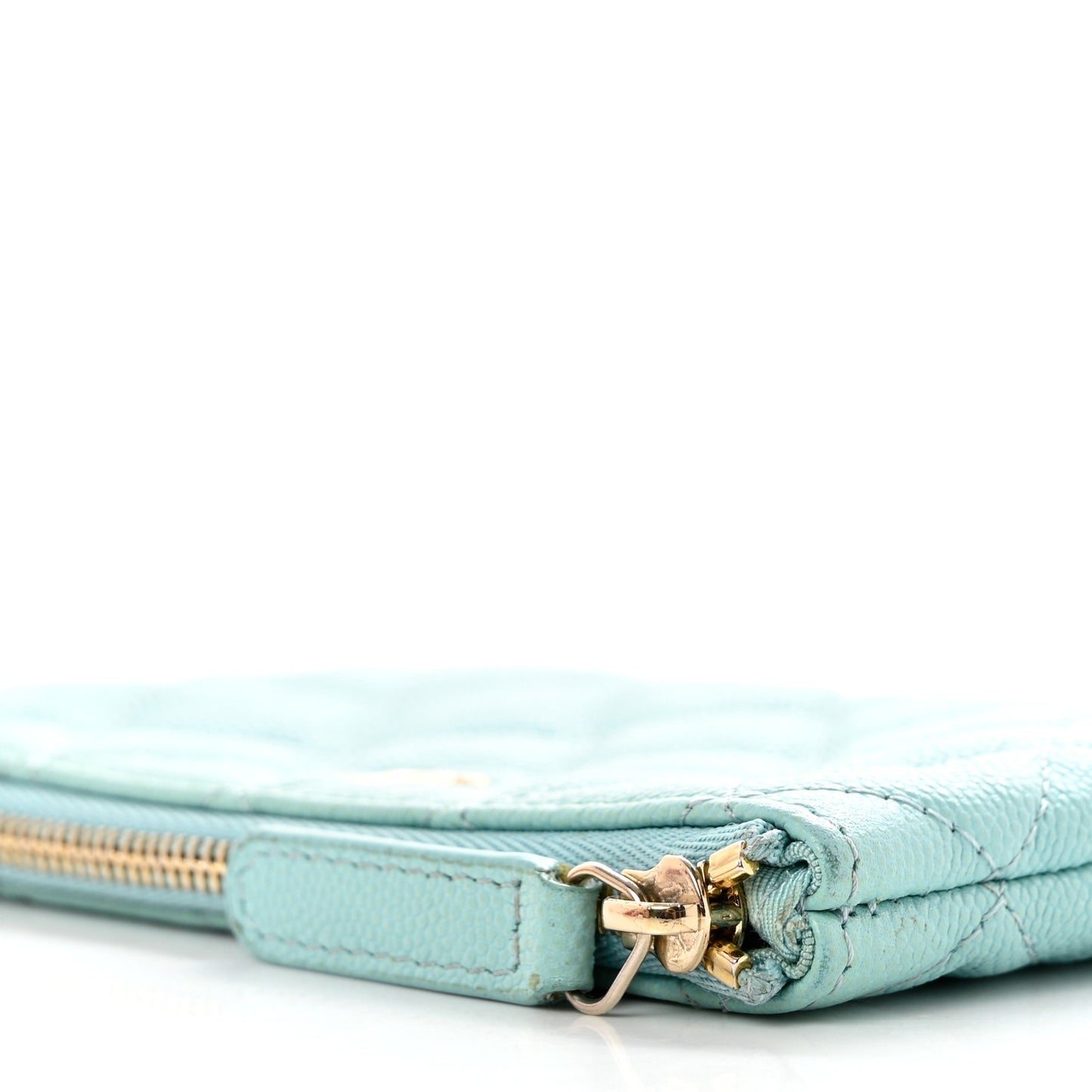 Caviar Quilted Small Cosmetic Case Light Blue