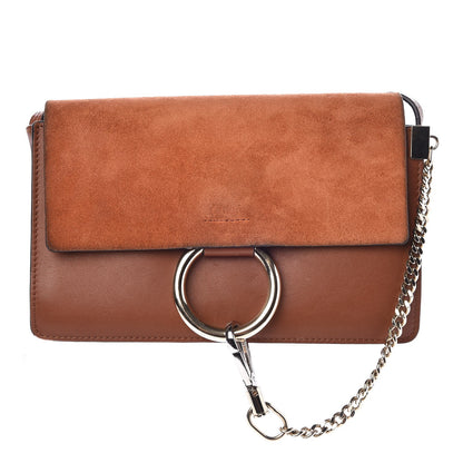 Chloe Suede Calfskin Small Faye Shoulder Bag Tobacco 1 of 10