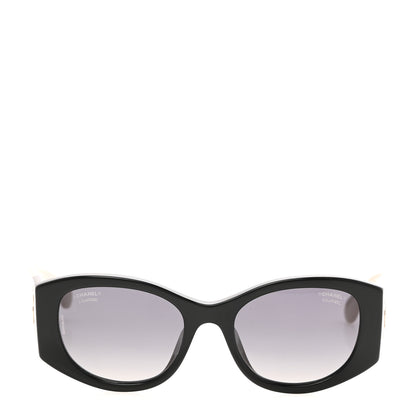 Chanel Acetate Oval Sunglasses 5524-A Black Beige 2 of 8