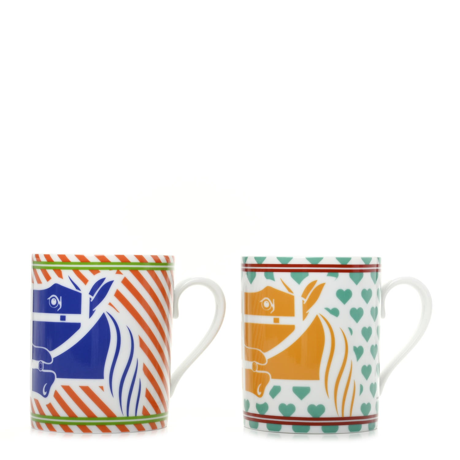 Hermes Porcelain Quadrige Pop Mug Set of 2 1 of 7