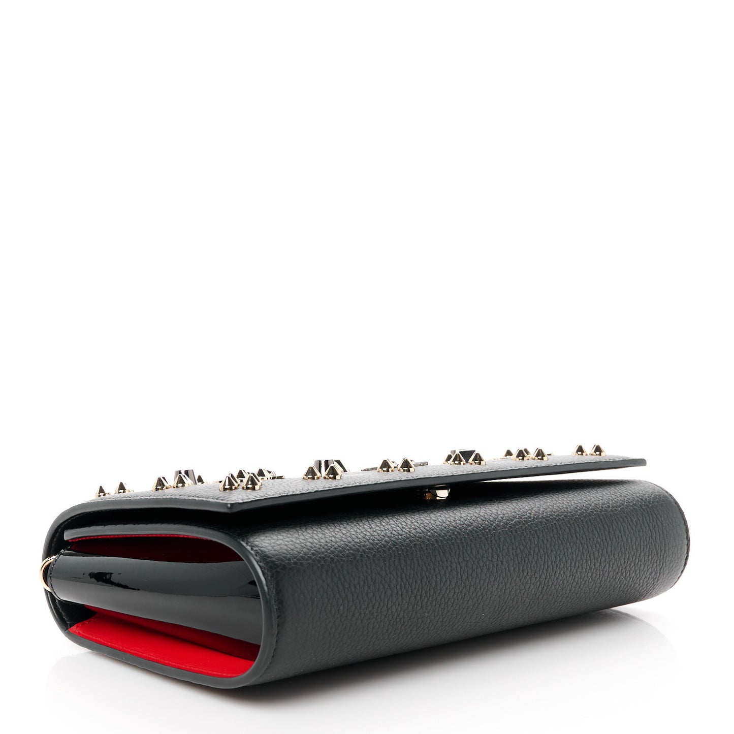 Calfskin Spikes Loubinthesky Paloma Wallet On Chain Black