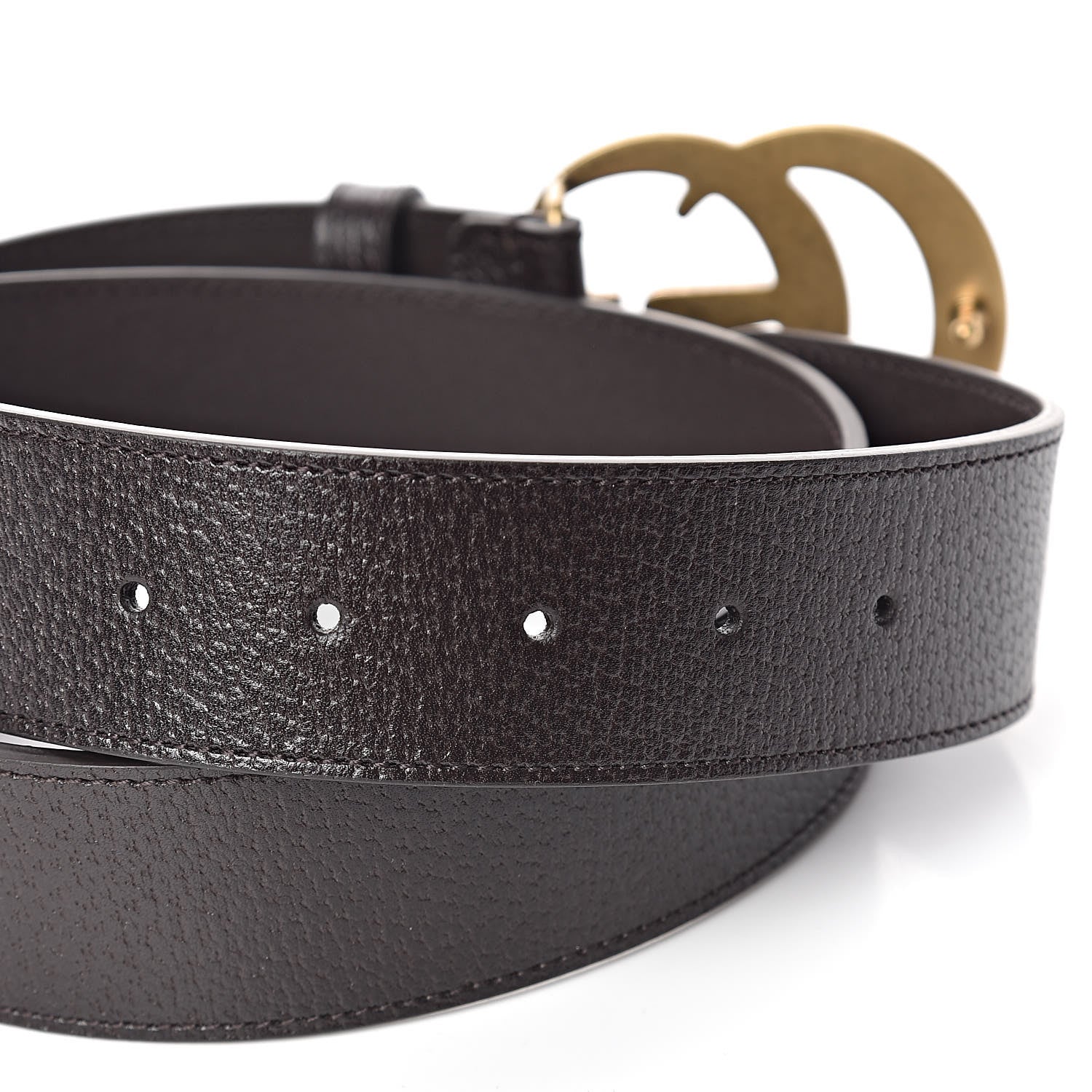 Gucci Textured Dollar Calfskin Double G 40mm Belt 85 34 Dark Cocoa 4 of 6