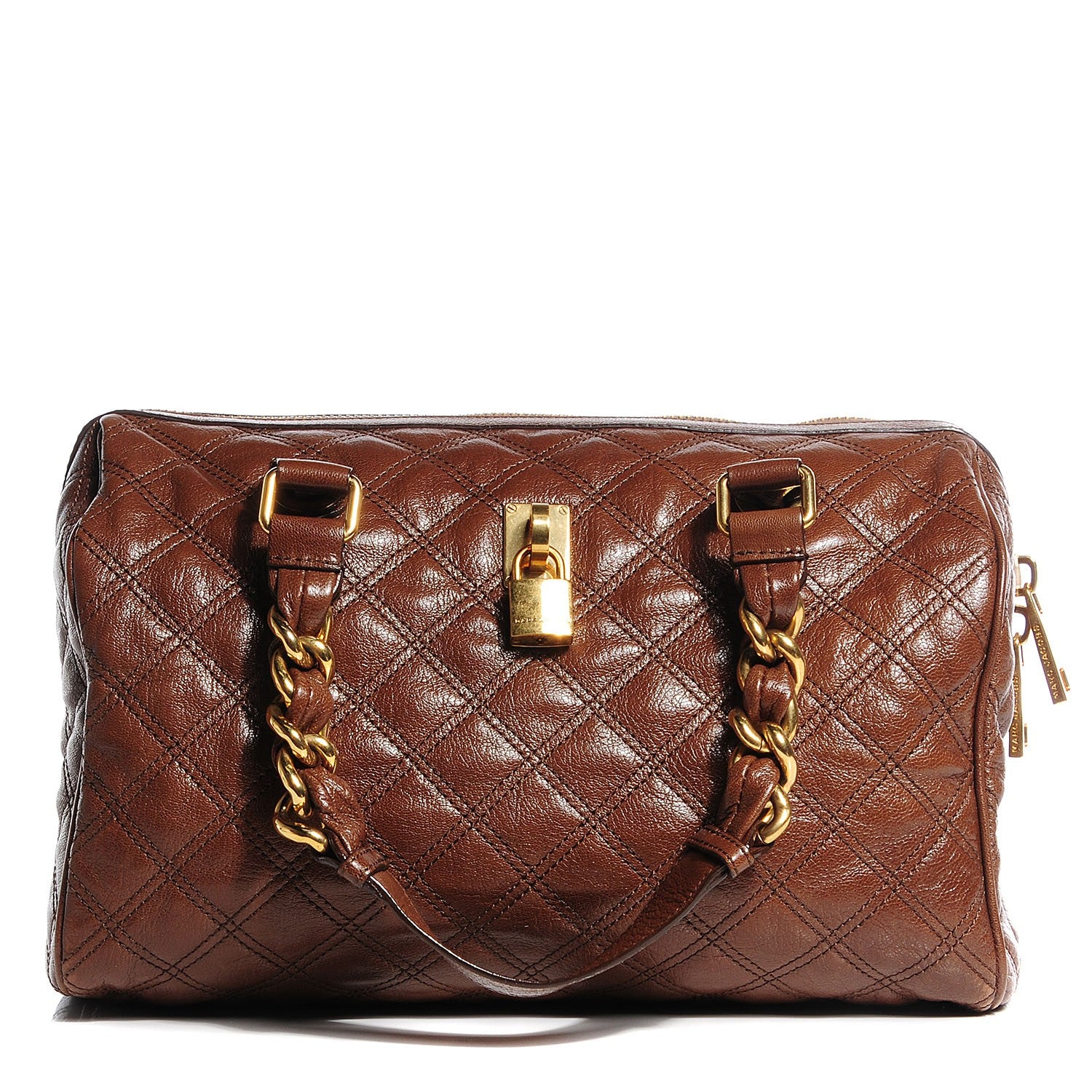 Marc Jacobs Lacquered Goatskin Quilted Westside Brown 1 of 8