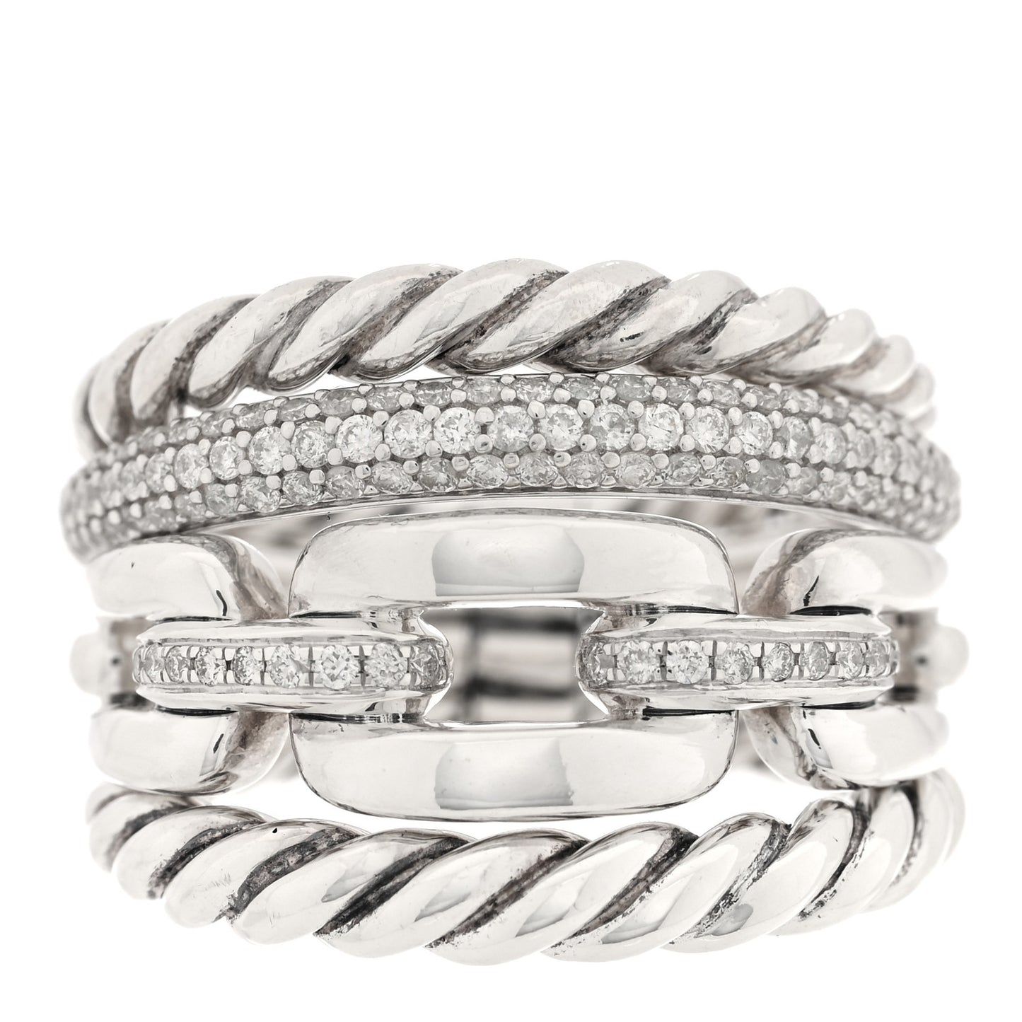 Sterling Silver Diamond Wellesley Four-Row Ring 55 7.25