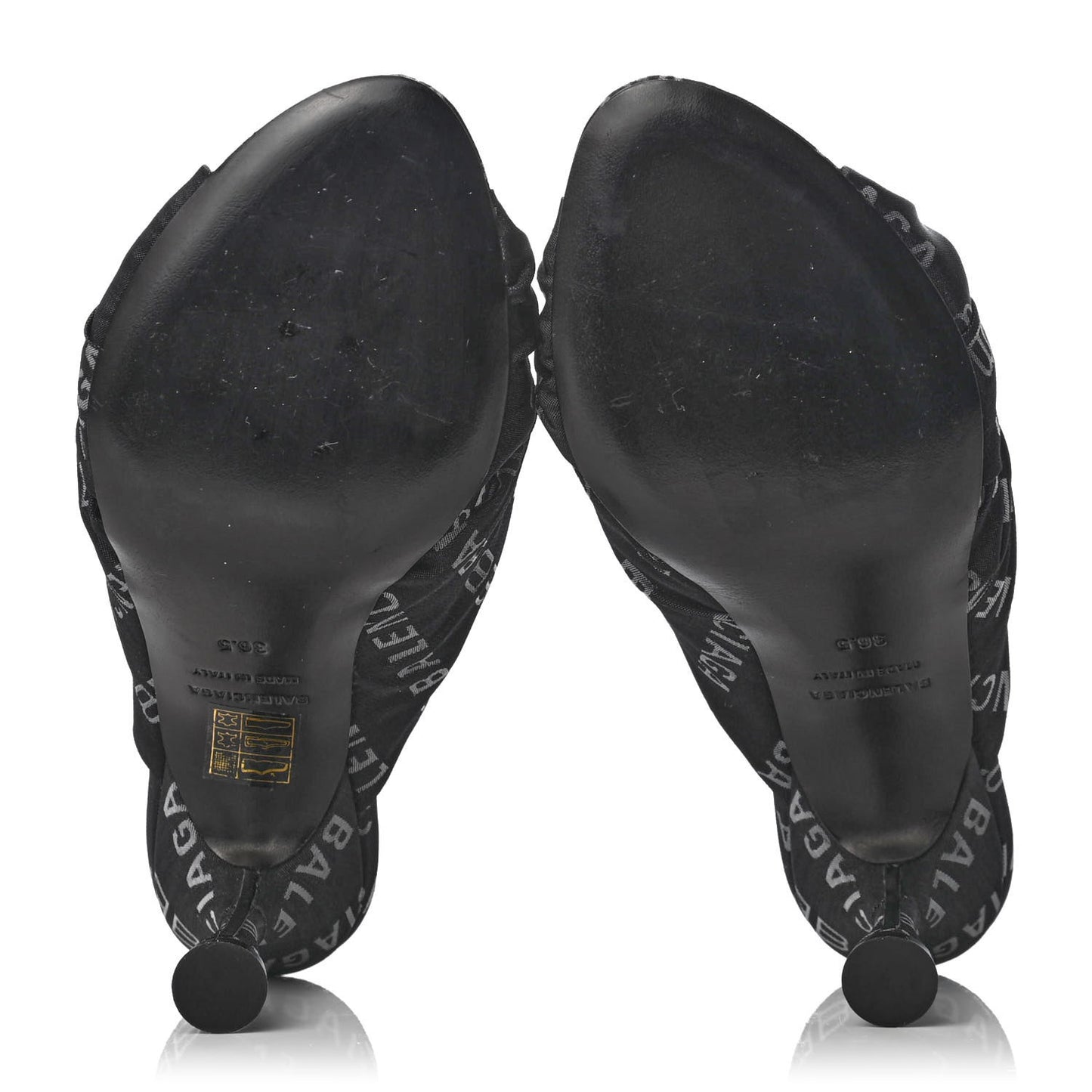Jacquard Allover Logo Drapy 80mm Sandals 36.5 Black White
