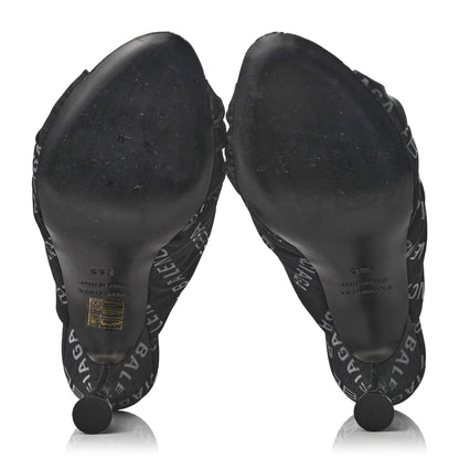 Balenciaga Jacquard Allover Logo Drapy 80mm Sandals 36.5 Black White 10 of 18