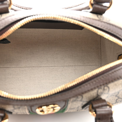 Gucci GG Supreme Monogram Textured Dollar Calfskin Web Mini Ophidia Top Handle Bowler Bag Beige Ebony New Acero 5 of 11