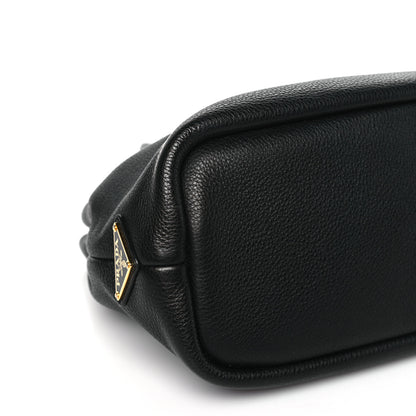 Prada Vitello Daino Soft Perforated Logo Tote Black 8 of 9