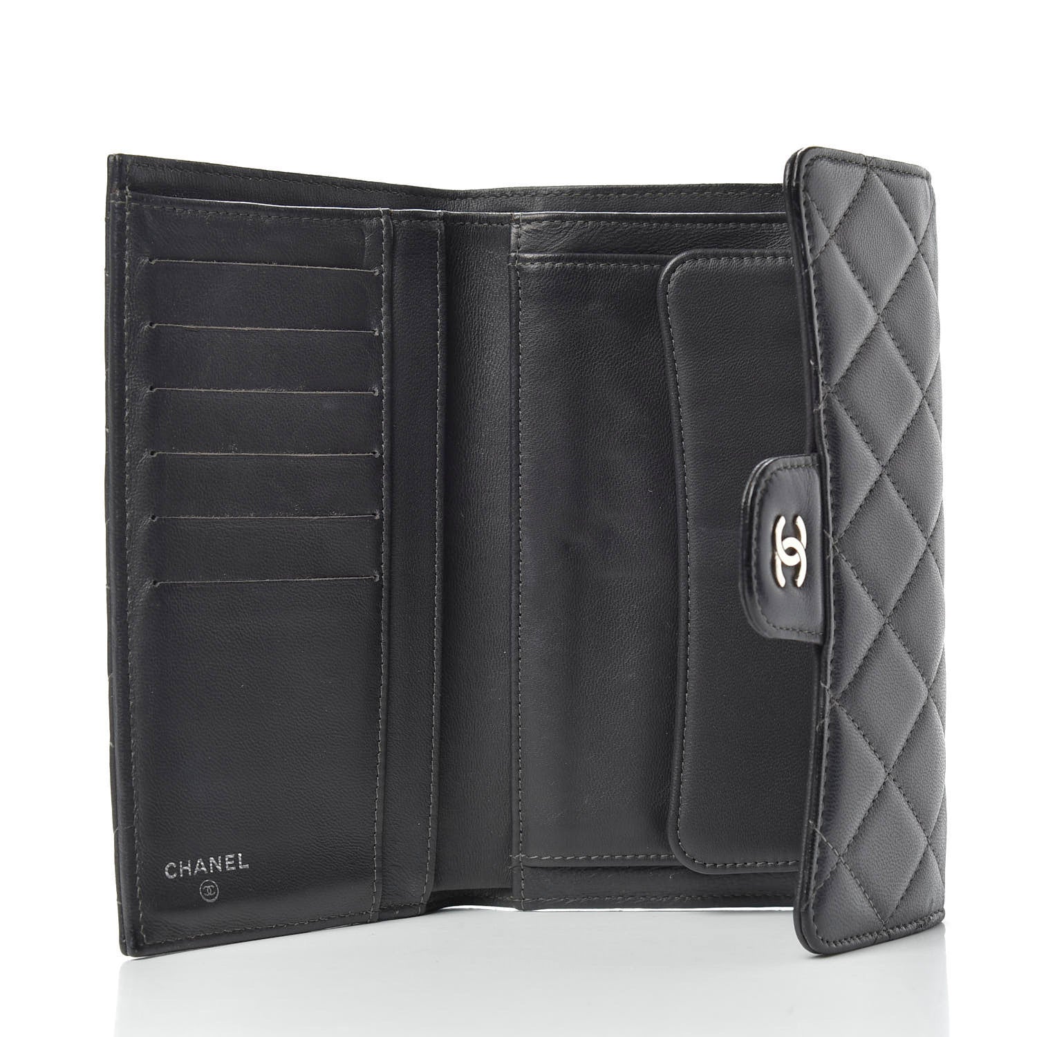 Chanel Lambskin Quilted Large Flap Wallet Grey 5 of 7