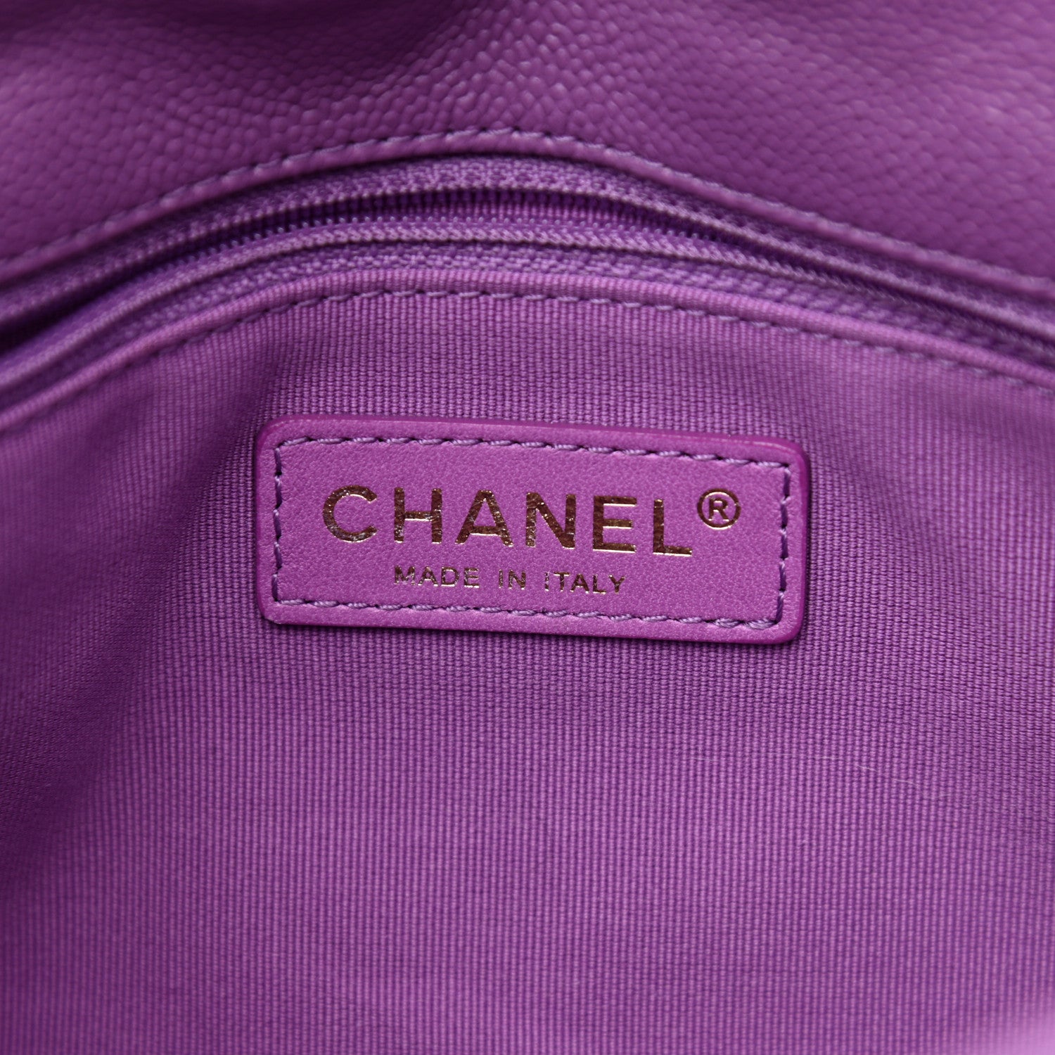 Chanel Shiny Caviar Quilted Large Chain Melody Flap Purple 6 of 10