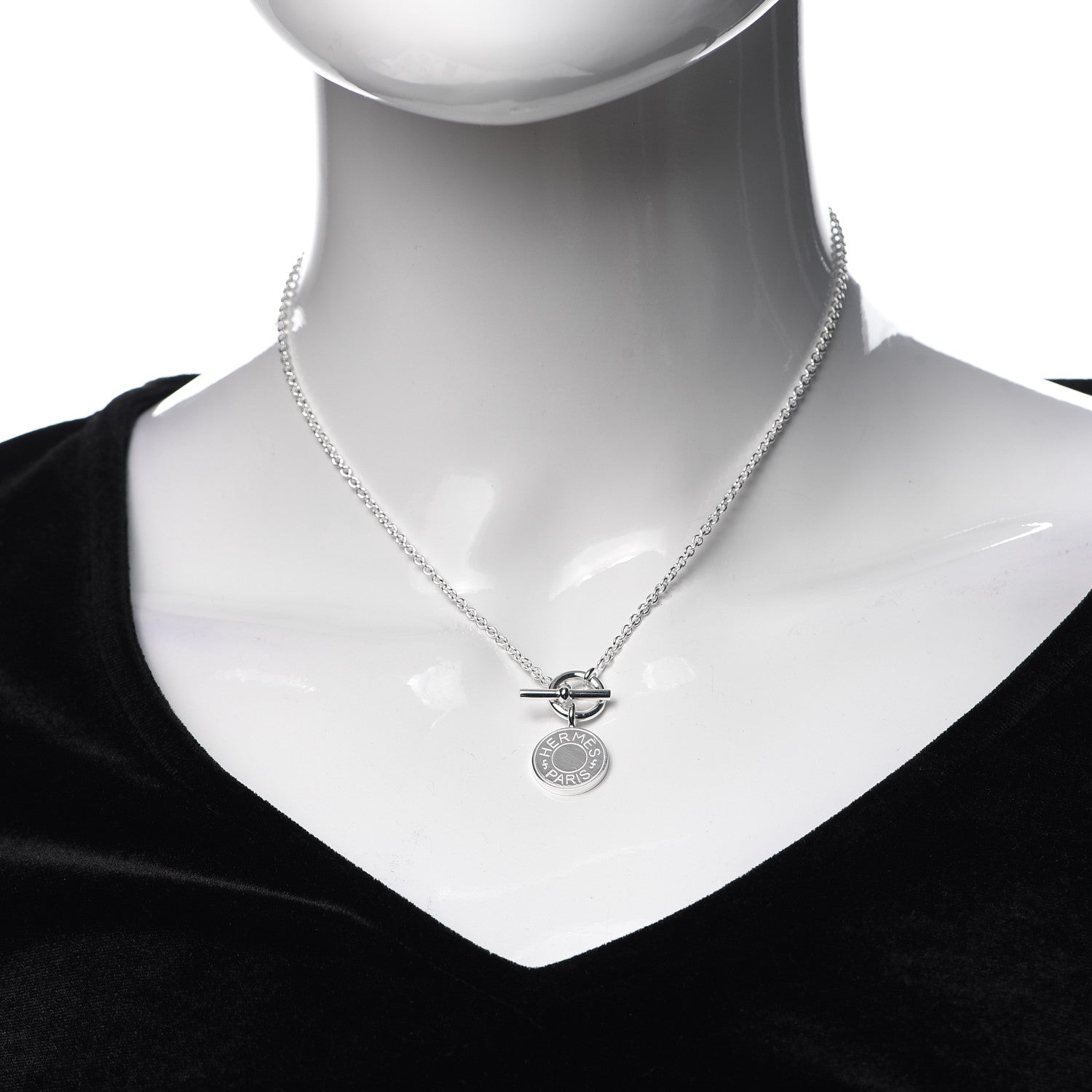 Hermes Sterling Silver Amulettes H Confettis Pendant Necklace 2 of 5