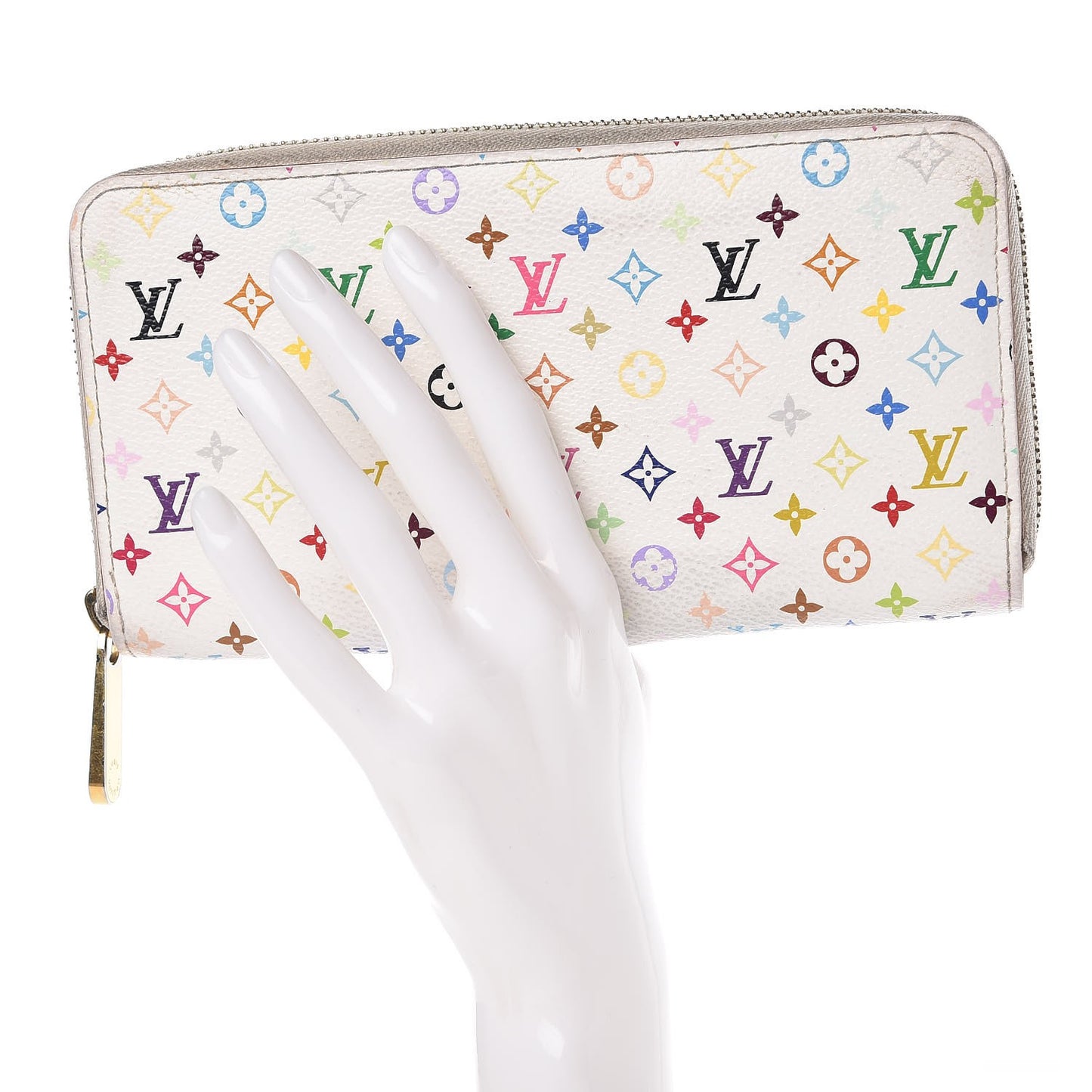 Monogram Multicolor Zippy Wallet White