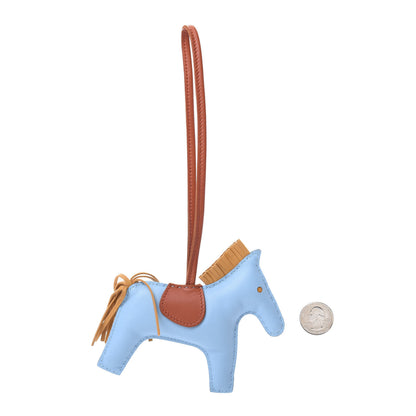 Hermes Milo Lambskin Grigri Rodeo Horse Bag Charm GM Celeste Naturel Bouton D'Or Cornaline 2 of 5