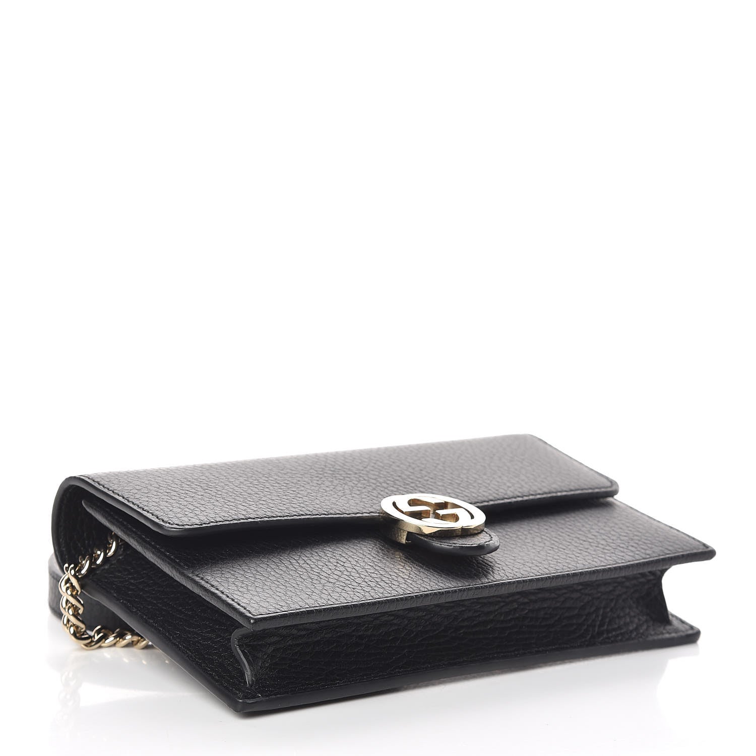 Gucci Dollar Calfskin Interlocking G Chain Wallet Black 4 of 11
