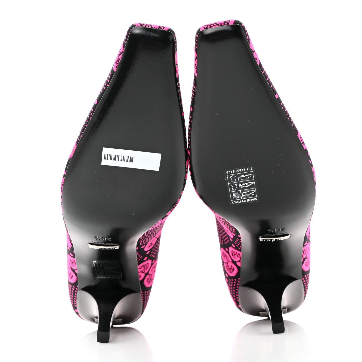 Gucci Technical Jersey Knit GG Monogram Square G 75mm Ankle Boots 38.5 Black Neon Fucsia 6 of 9