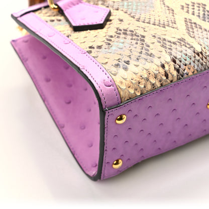 Gucci Snakeskin Ostrich Mini Diana Tote Bag Beige Blue Purple 11 of 15