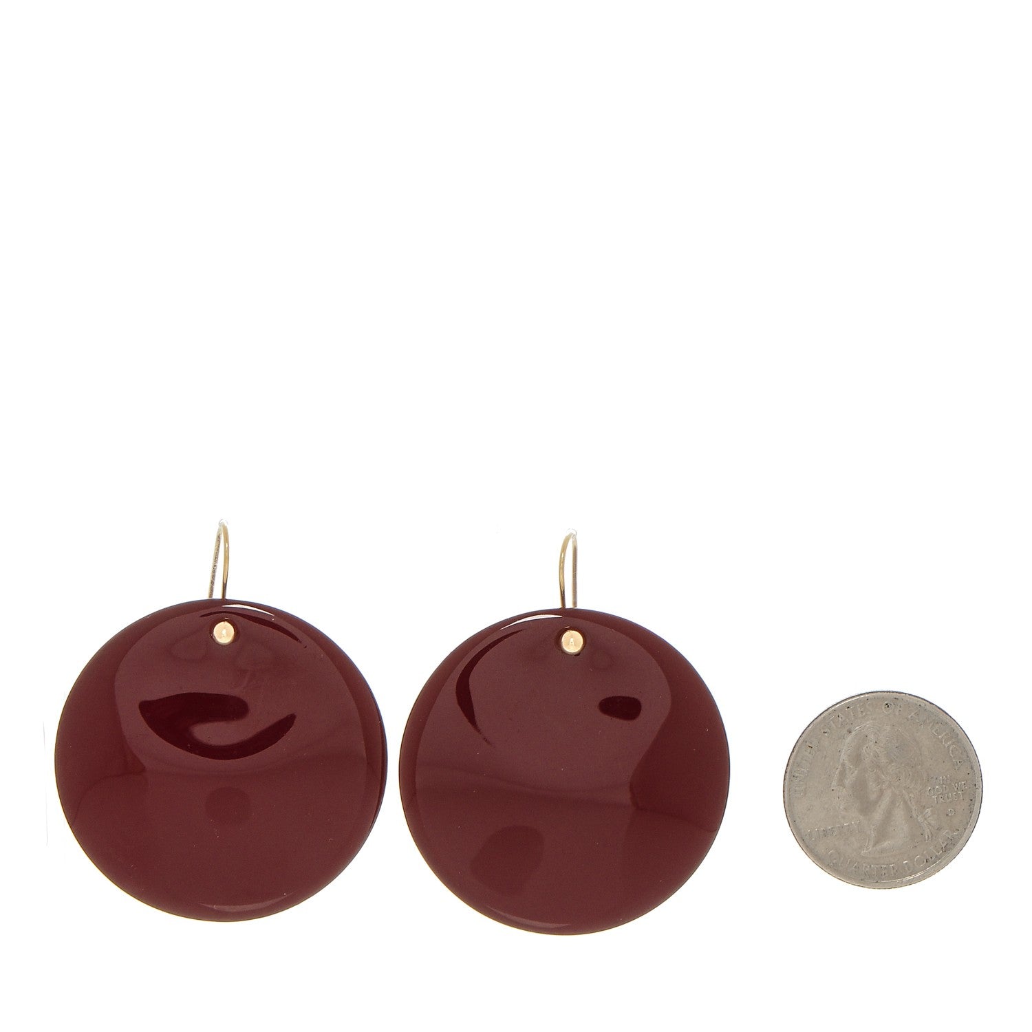 Tiffany Lacquered Japanese Hardwood Elsa Peretti Round Drop Earrings Red 2 of 5