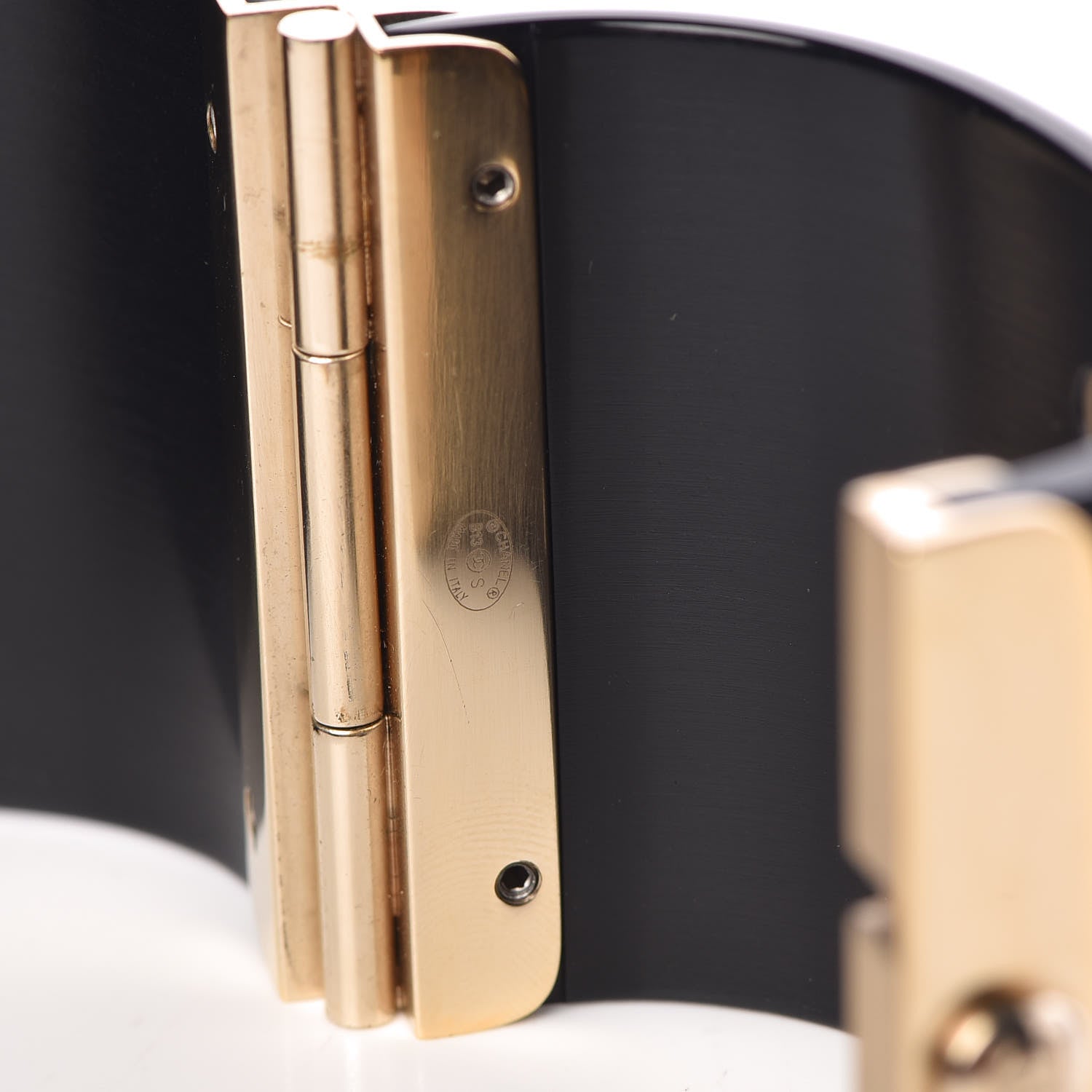 Chanel Resin Pearl CC Cuff Black 5 of 10
