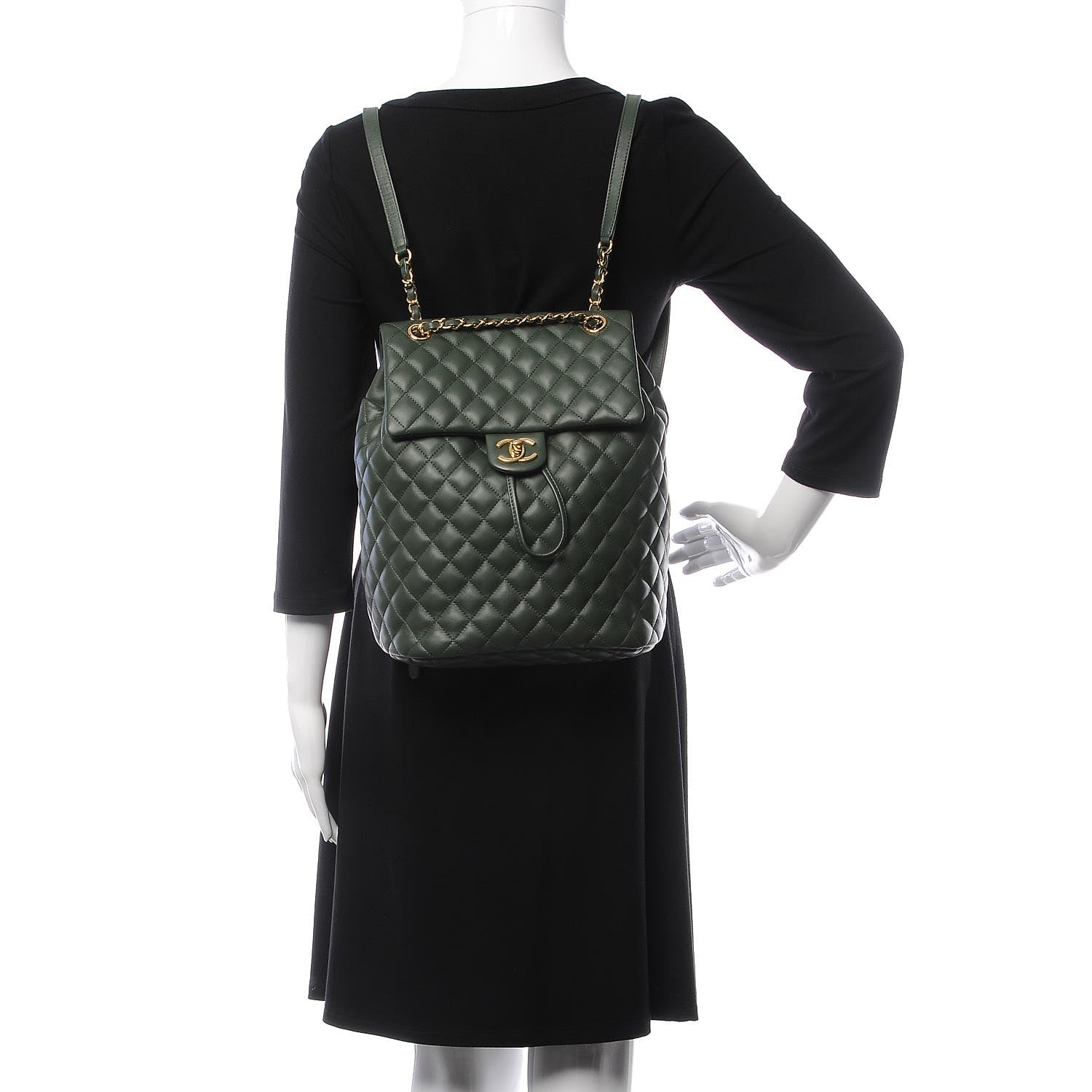 Chanel Lambskin Quilted Large Urban Spirit Backpack Dark Green 2 of 9
