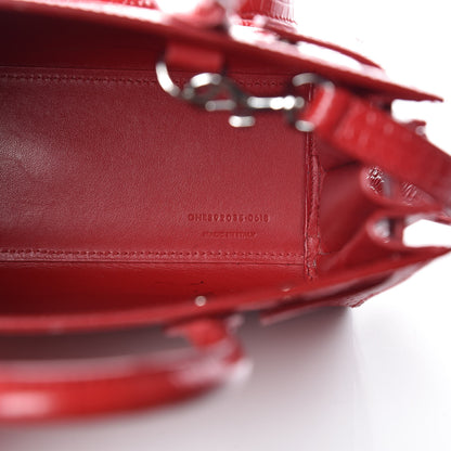 Saint Laurent Calfskin Crocodile Embossed Nano Sac De Jour Dark Red 9 of 10