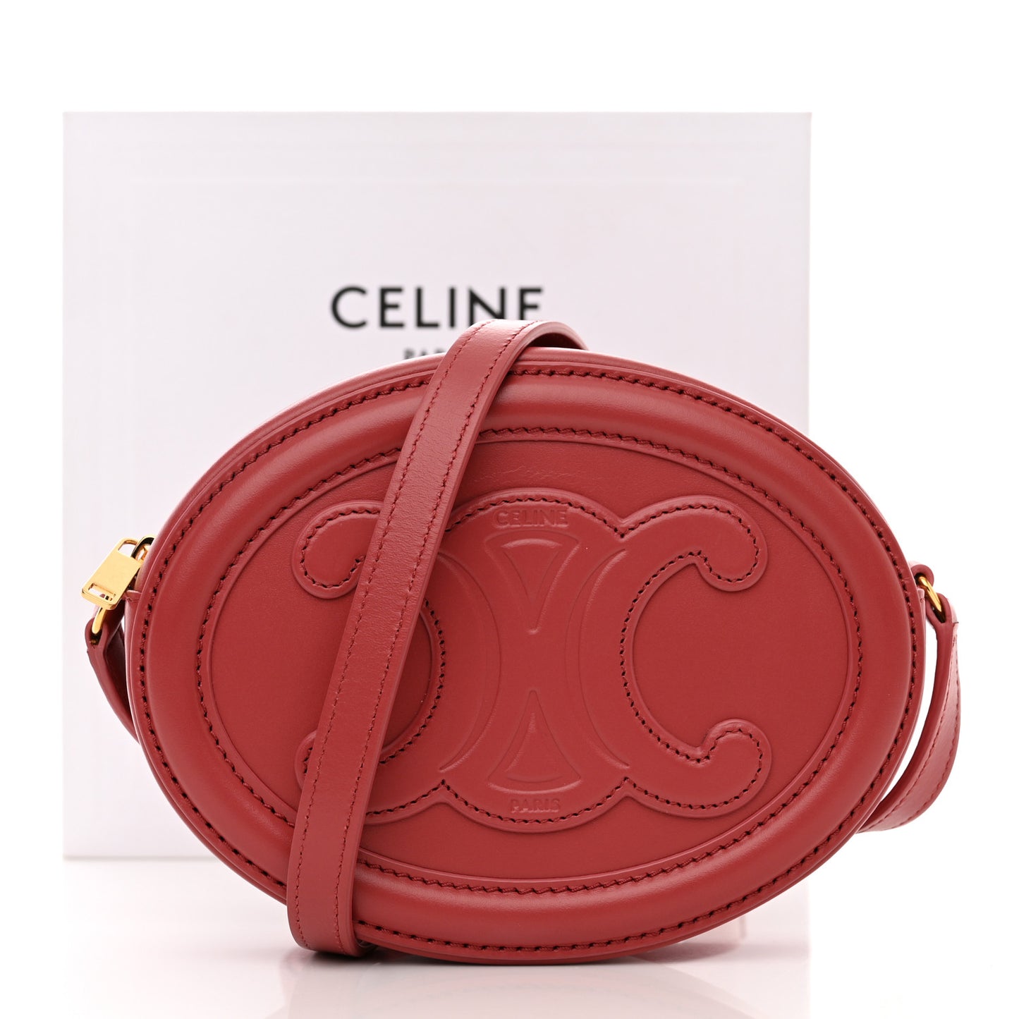 Smooth Calfskin Cuir Triomphe Oval Purse Crossbody Lipstick