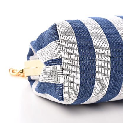 Mansur Gavriel Canvas Stripe Mini Volume Chain Clutch Blue White 7 of 8
