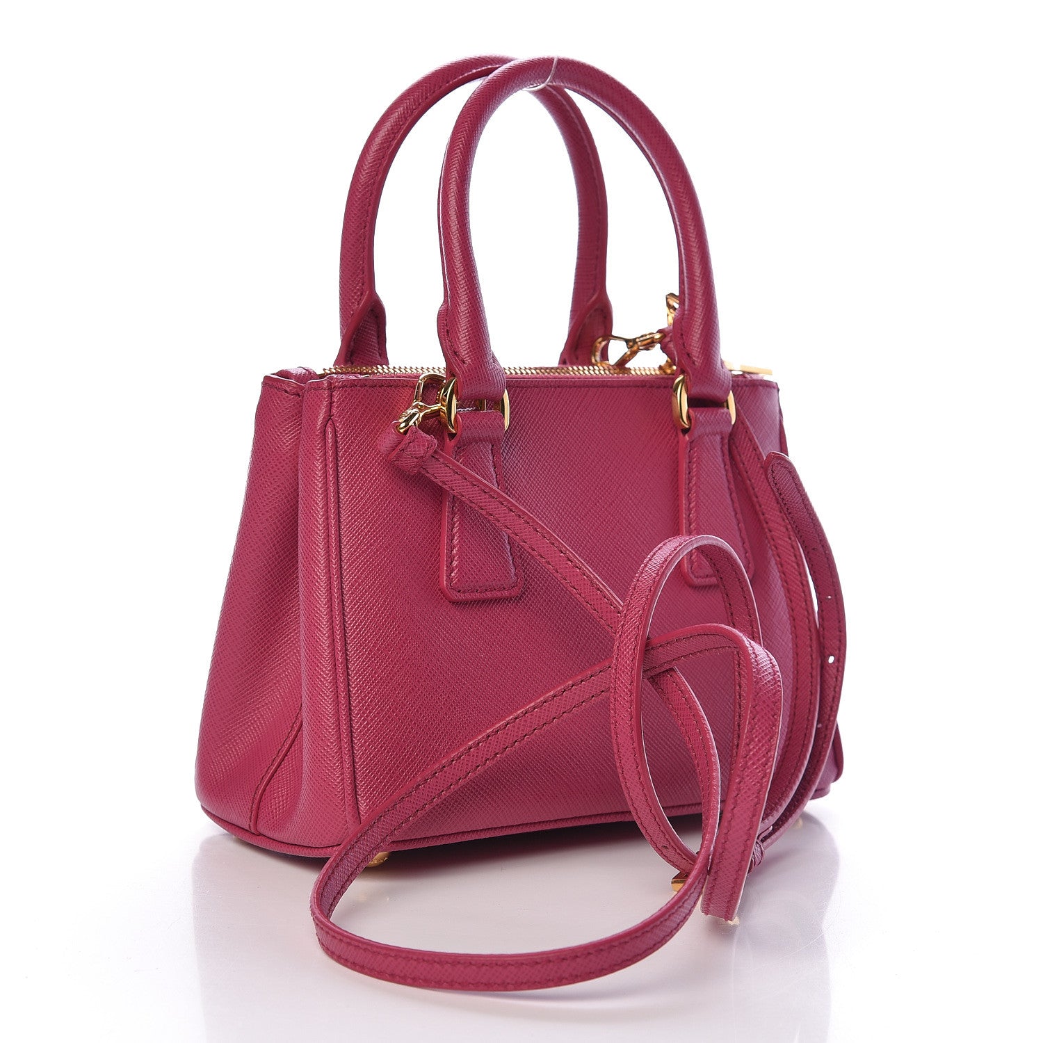 Prada Saffiano Lux Micro Galleria Double Zip Tote Fuxia 3 of 9