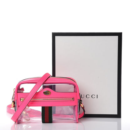 Gucci Vinyl Web Mini Ophidia Transparent Shoulder Bag Fluorescent Fuchsia 10 of 10