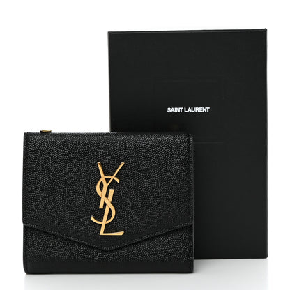 Saint Laurent Grain De Poudre Monogram Bi-Fold Wallet Black 9 of 9