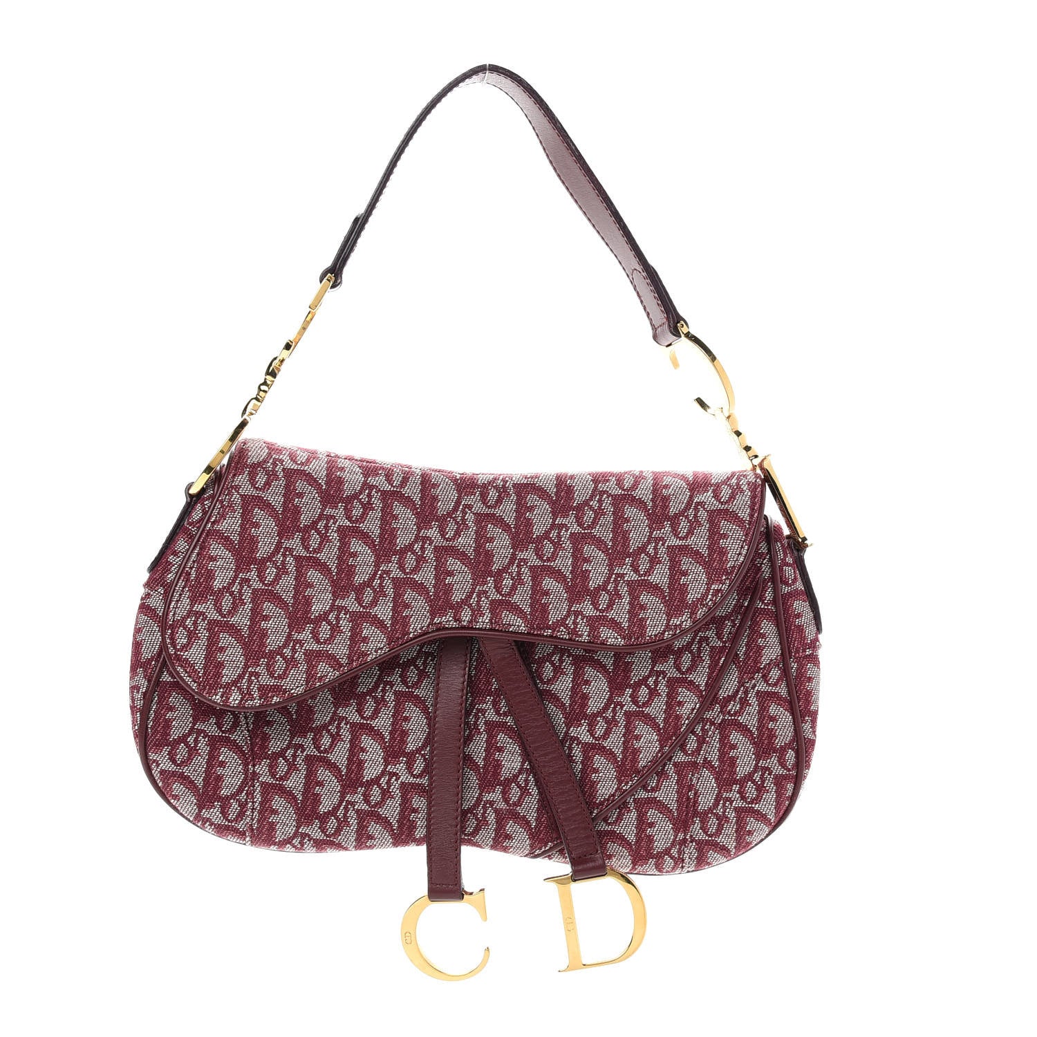 Christian Dior Monogram Double Saddle Bag Burgundy 1 of 8