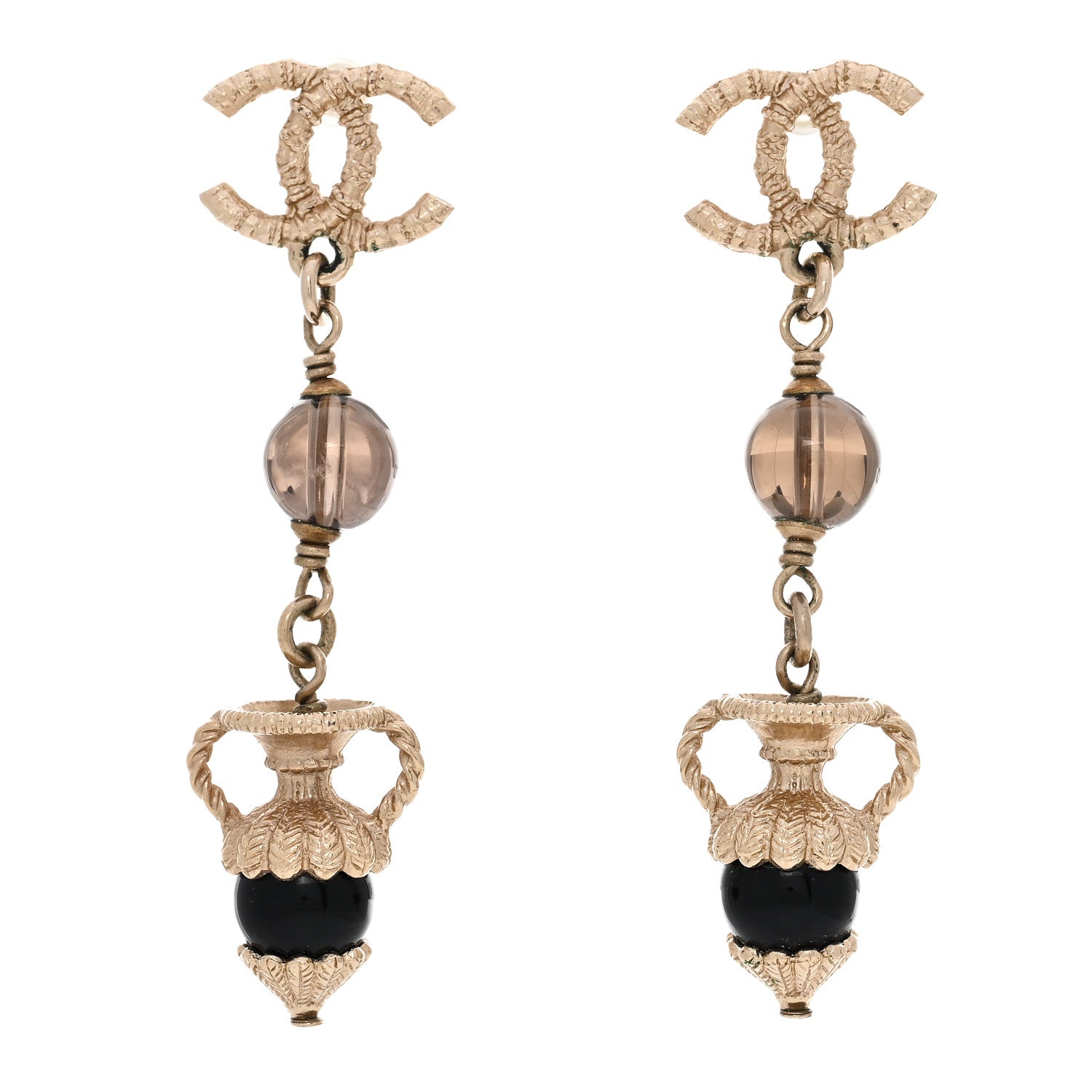 Chanel Metal Gripoix CC Drop Earrings Gold 1 of 4