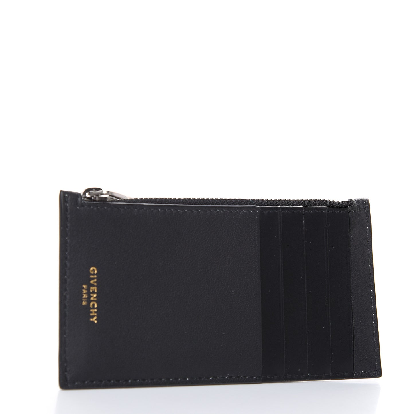 Calfskin Triangle Print Card Case Black Red