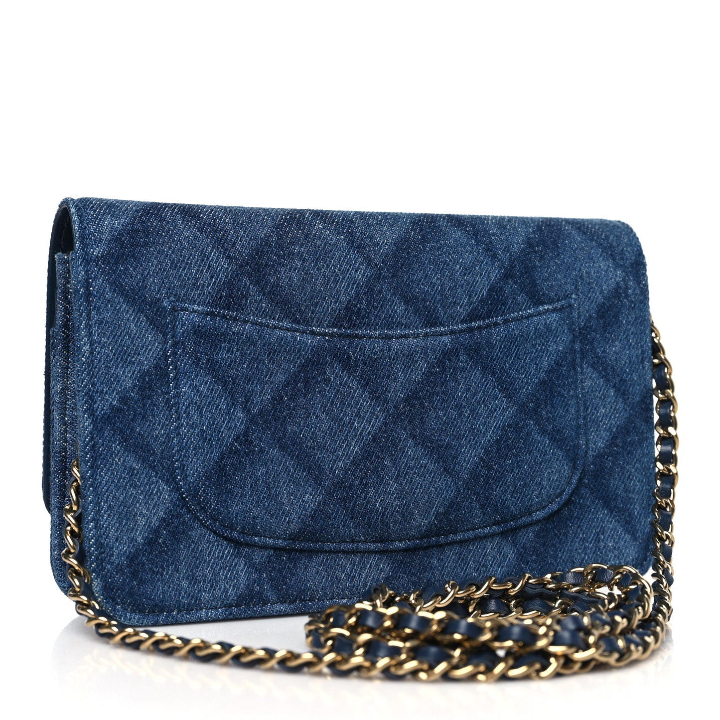 Denim Printed Wallet On Chain WOC Dark Blue