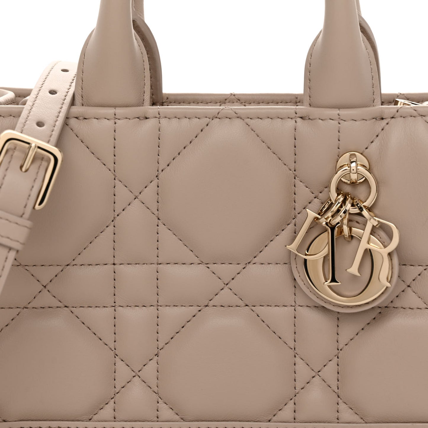 CHRISTIAN DIOR Calfskin Macrocannage Mini Book Tote Trench Beige