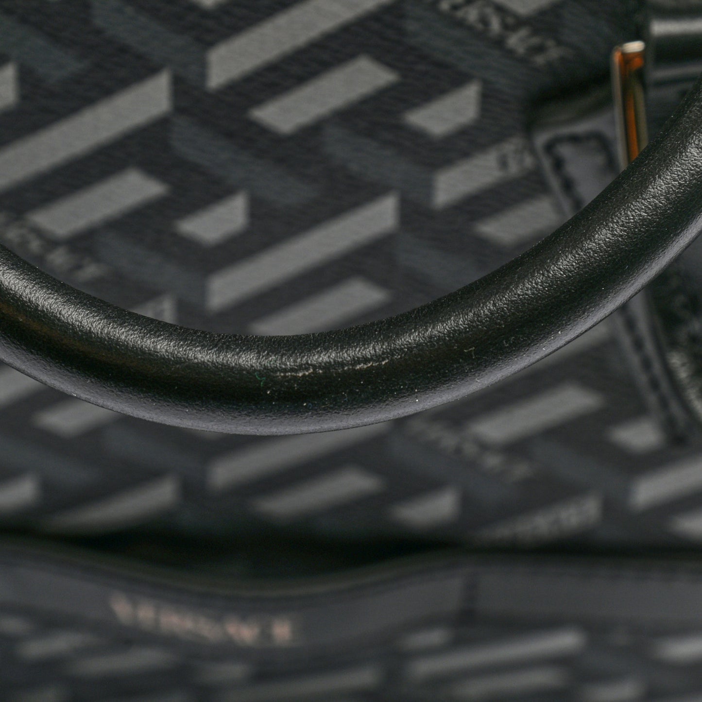 Coated Canvas Calfskin La Greca Signature Travel Bag Black Grey