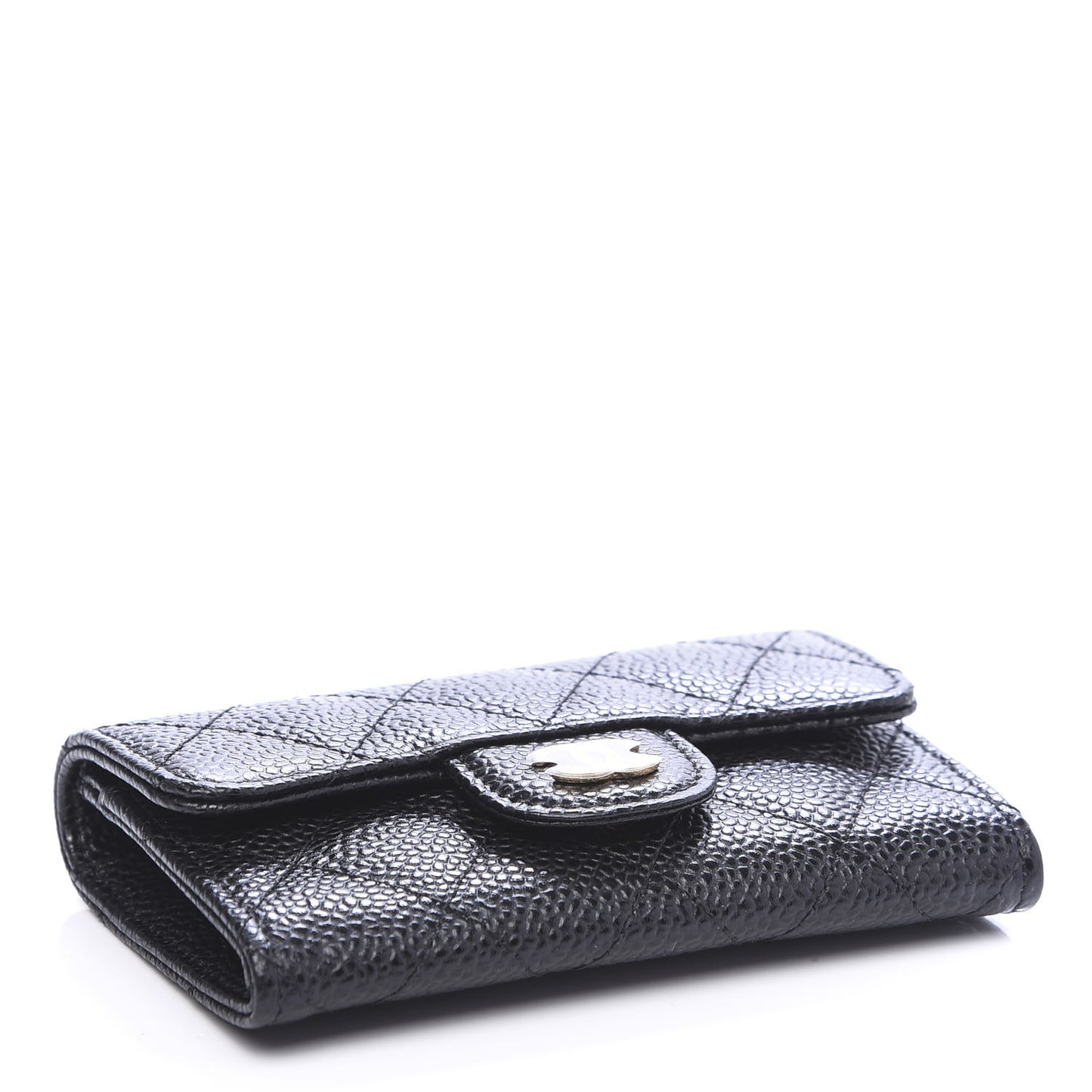 Caviar Quilted Flap Card Holder Black