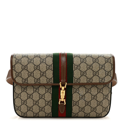 Gucci GG Supreme Monogram Azalea Calfskin Web Jackie 1961 Belt Bag 100 40 Beige Ebony Brown Sugar 1 of 10