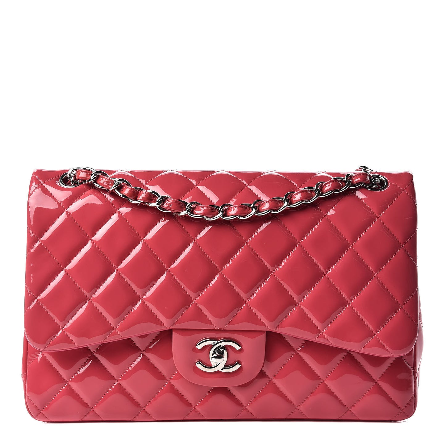 Patent Quilted Jumbo Double Flap Pink