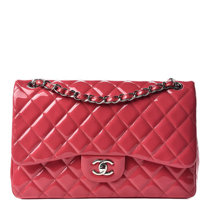 Chanel Patent Quilted Jumbo Double Flap Pink 1 of 9