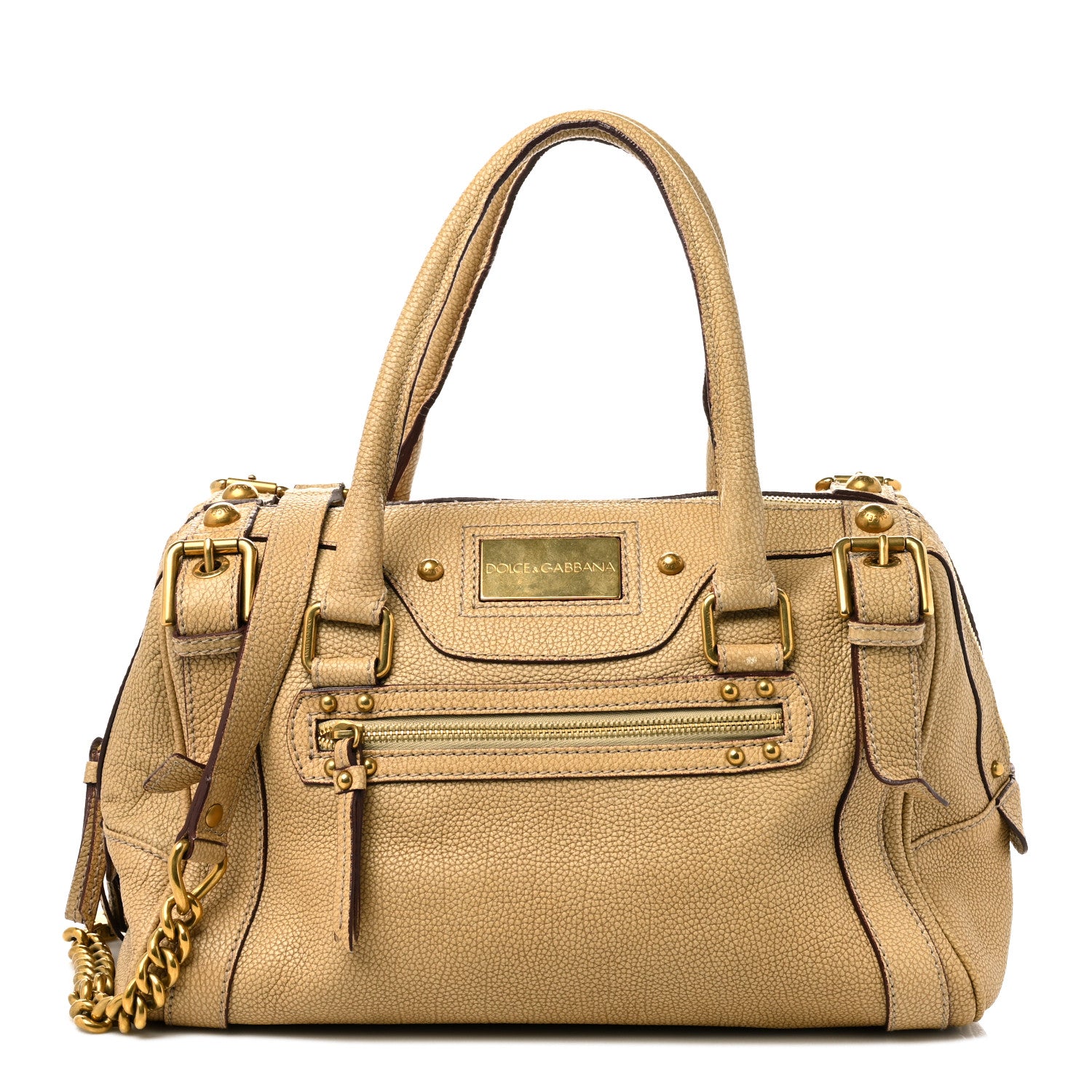 Dolce & Gabbana Metallic Grained Calfskin Miss Easy Way Boston Bag Gold 1 of 8