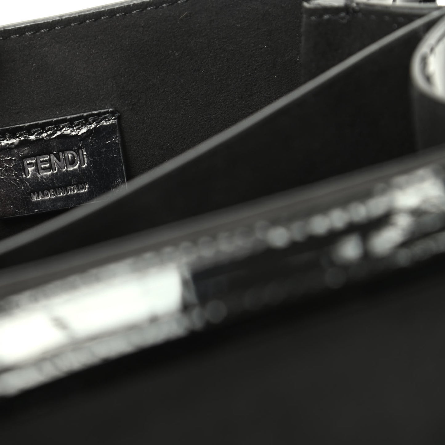 Vitello Vernice Mou Karligraphy Crossbody Bag Black