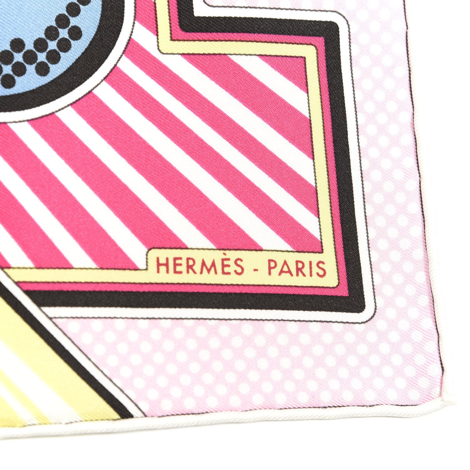 Hermes Silk Pegase Pop Pocket Square Rose Bleu Jean Jaune 4 of 6