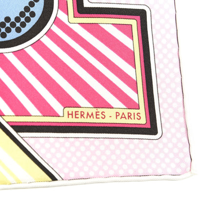 Hermes Silk Pegase Pop Pocket Square Rose Bleu Jean Jaune 4 of 6