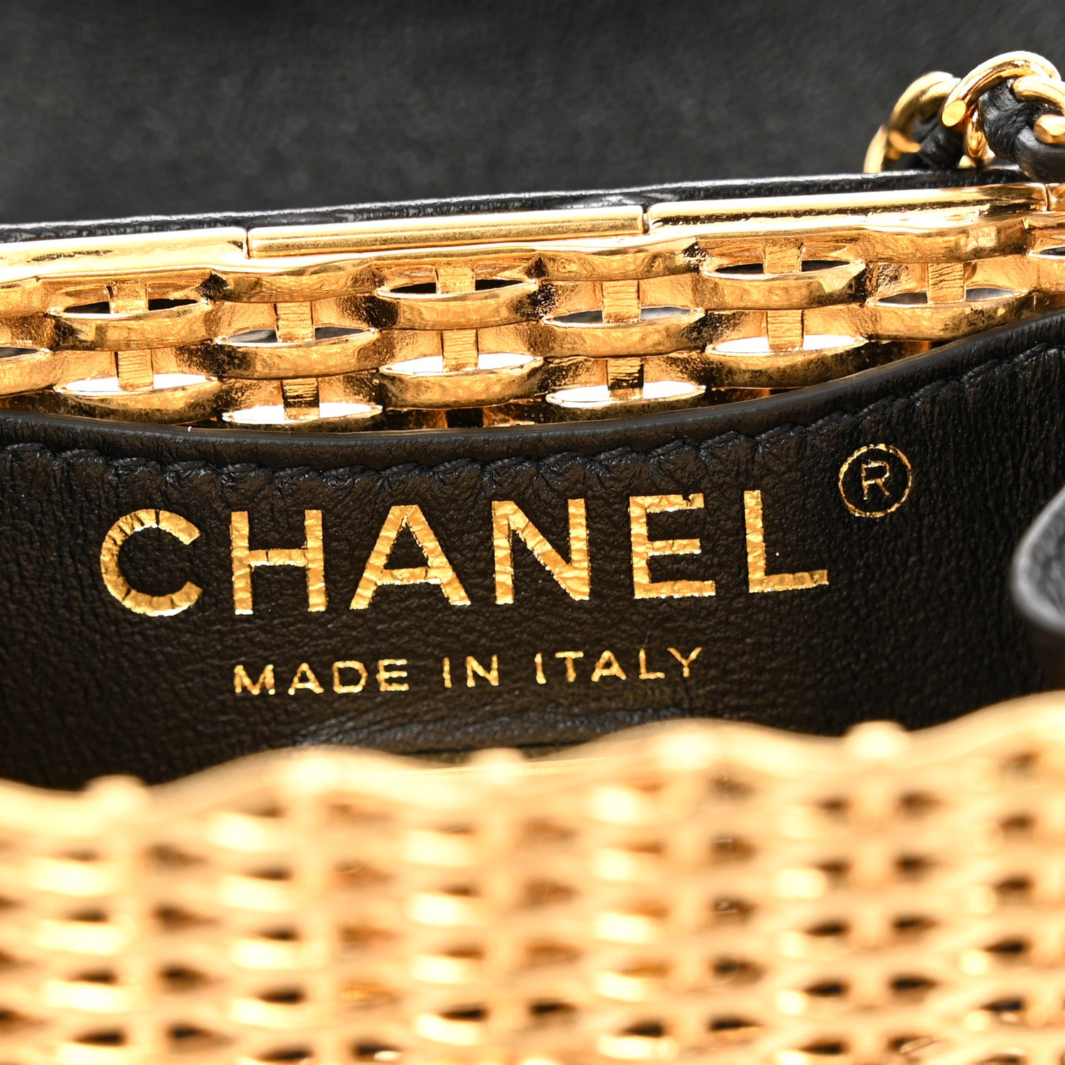 Chanel Woven Metal Lambskin Quilted Micro Flap Black Gold 6 of 10