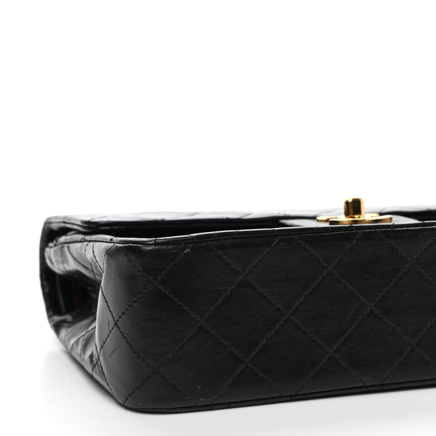 Lambskin Quilted Small Double Flap Black
