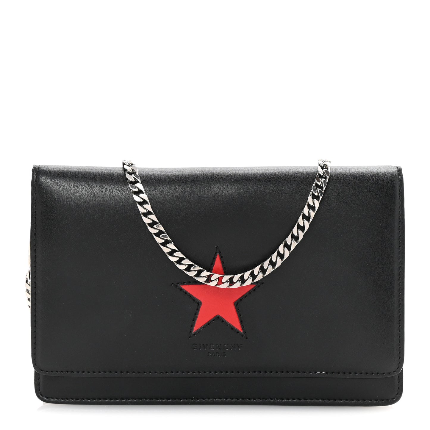 Calfskin Star Pandora Chain Wallet Black