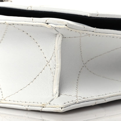 Alexander McQueen Calfskin Quilted Graffiti Skull Mini Chain Crossbody Bag White Silver 9 of 9